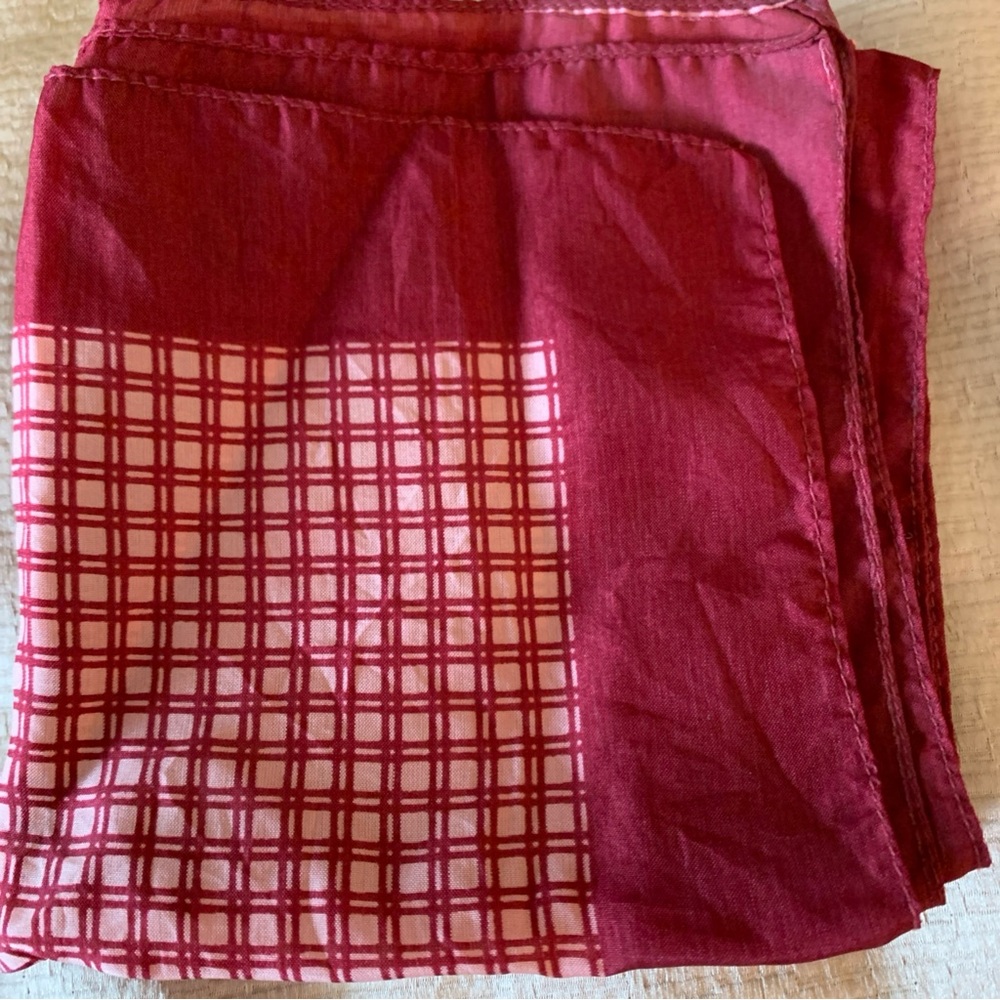 Red Silk Checkered Kerchief, Pocket Square